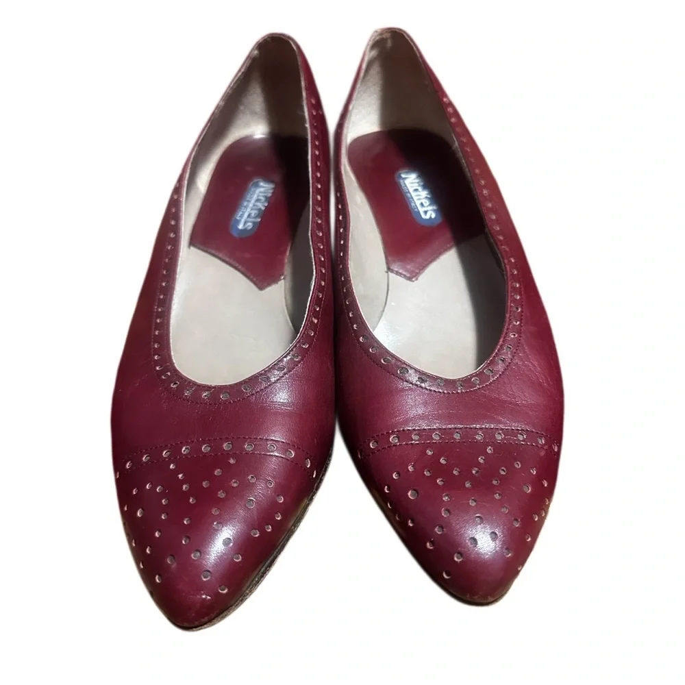 Vintage maroon/oxblood color  leather‎ pumps size 7.5 89s 90s